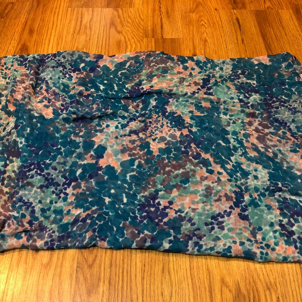 Blue & Pink Patterned Scarf - Picture 4 of 5